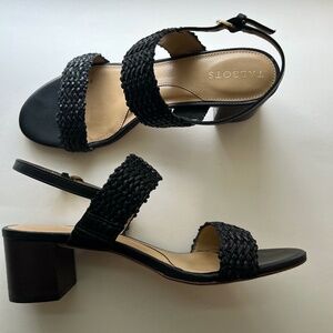 2" Block Heel Navy Sandals, 7.5M